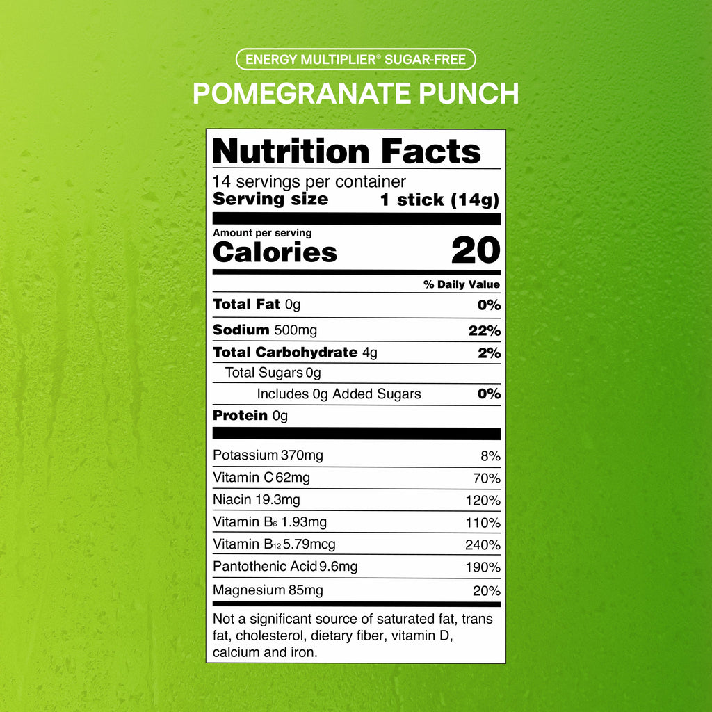 Pomegranate Punch Hydration Sugar-Free Energy Multiplier® A Personal Approach to Hydration