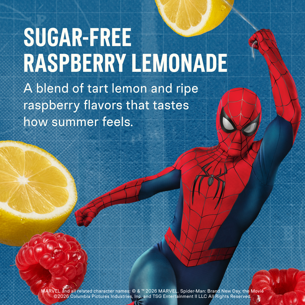 Limited Edition Spider-Man Raspberry Lemonade Hydration Multiplier® Sugar-Free A Thoughtful Hydration Addition